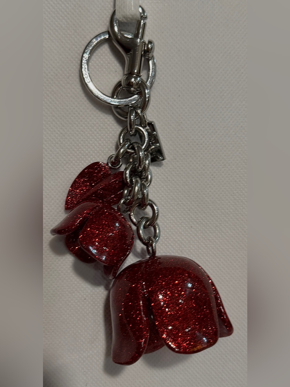 Coach Red Glitter Flower Charm